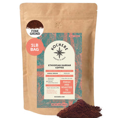 Kochere Coffee Ethiopian Harrar Coffee – Single Origin Natural Medium Roast - Fruity, Berry, Dark Chocolate Notes