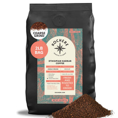 Kochere Coffee Ethiopian Harrar Coffee – Single Origin Natural Medium Roast - Fruity, Berry, Dark Chocolate Notes