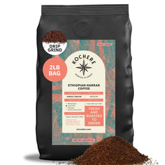 Kochere Coffee Ethiopian Harrar Coffee – Single Origin Natural Medium Roast - Fruity, Berry, Dark Chocolate Notes