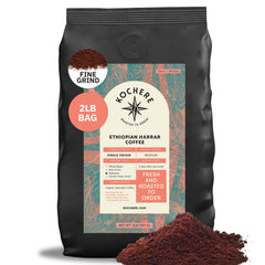 Kochere Coffee Ethiopian Harrar Coffee – Single Origin Natural Medium Roast - Fruity, Berry, Dark Chocolate Notes