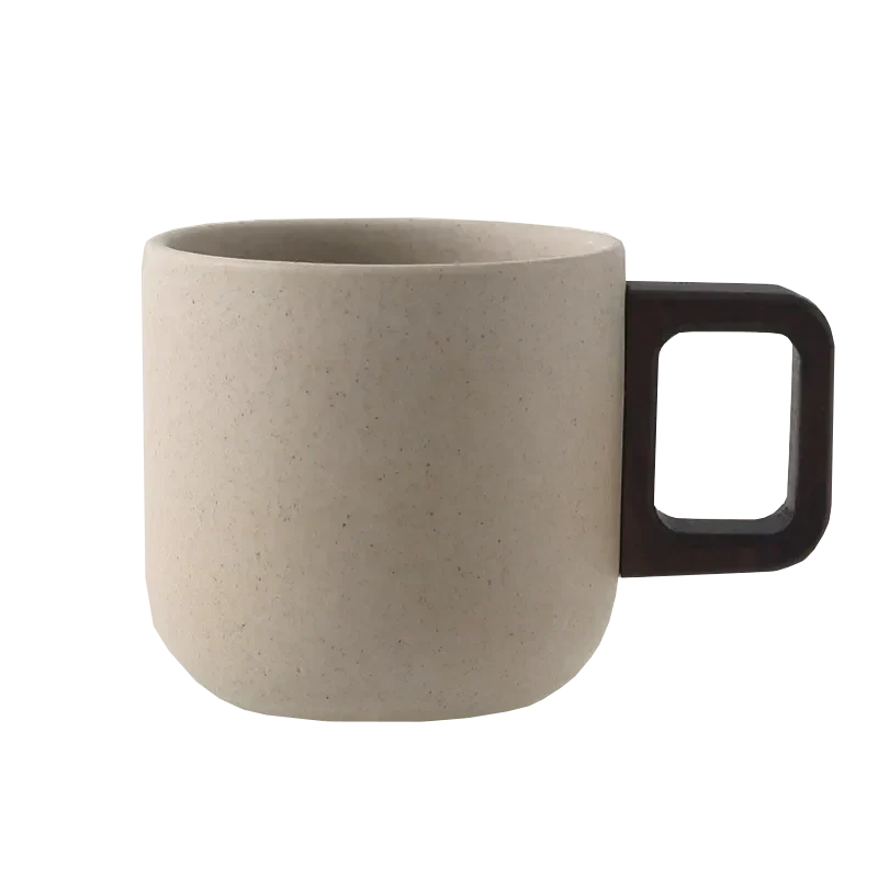 Handcrafted Ceramic Espresso Cup with Wooden Handle