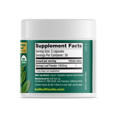 Organic Pure Moringa Powder Capsules (60-Count)