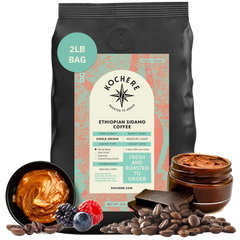 Kochere Coffee Ethiopian Sidamo Natural Medium-Light Roast - Milk Chocolate, Fruity Notes