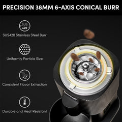 Geimori T38 Battery Coffee Grinder | Portable Espresso & Filter Grinder