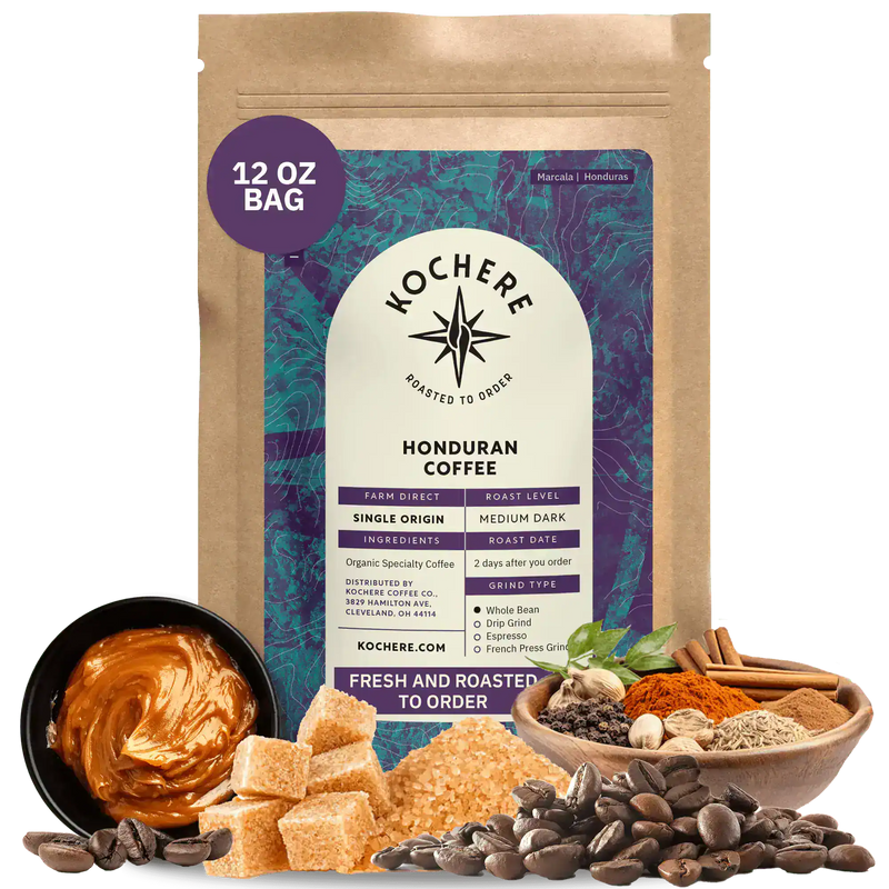 Kochere Coffee Honduran Marcala Organic Medium-Dark Roast - Caramel, Spice, Brown Sugar Notes