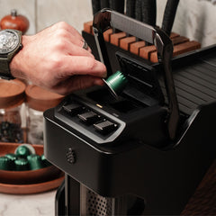 Line1 Espresso and Coffee Machine: Satin Black & Saddle