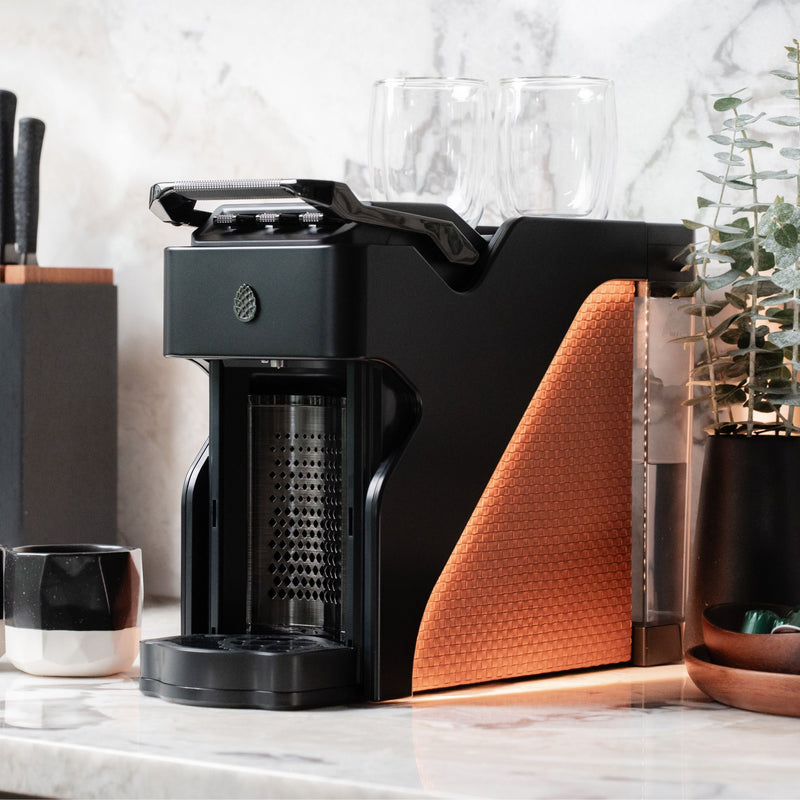Line1 Espresso and Coffee Machine: Satin Black & Saddle