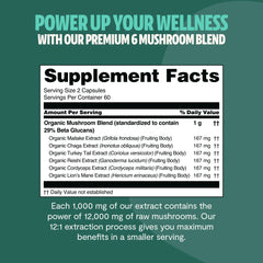 Organic Mushroom Complex Supplement Capsules
