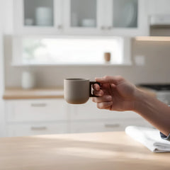 Handcrafted Ceramic Espresso Cup with Wooden Handle